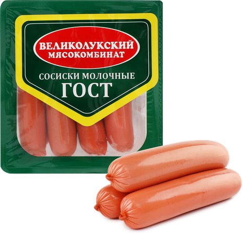 Сосиски МК ВЕЛИКОЛУКСКИЙ Молочные&nbsp;ГОСТ, 330г, детальное фото