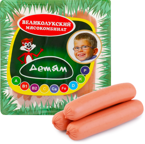 Сосиски МК ВЕЛИКОЛУКСКИЙ Детям, с 6 лет, 330г, вид