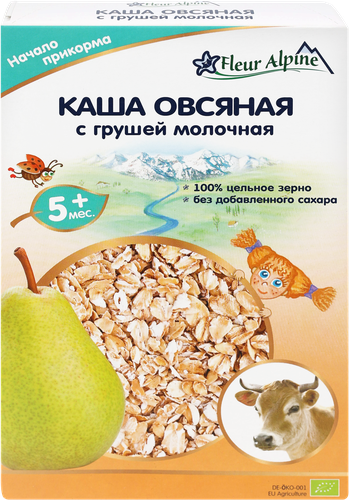 Каша овсяная FLEUR ALPINE молочная с грушей, с 5 месяцев, 200г, вид