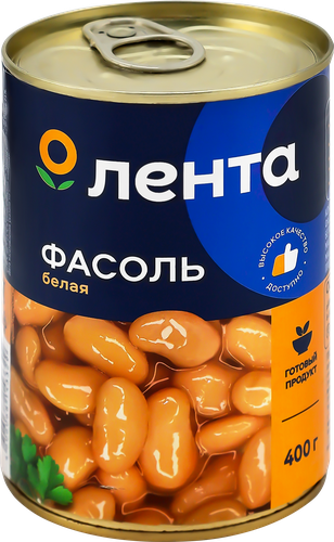 Фасоль белая ЛЕНТА в собственном соку, 400г, изображение