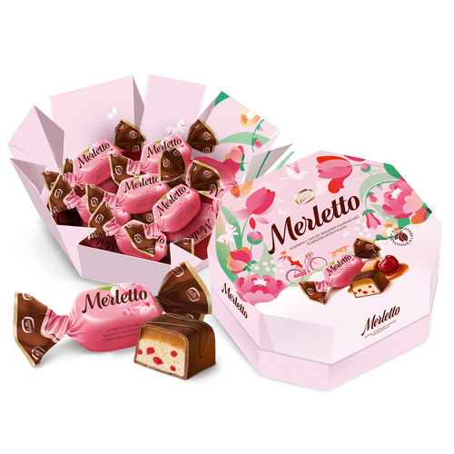 Конфеты MERLETTO Нуга вишня, карамель, 150г, вид