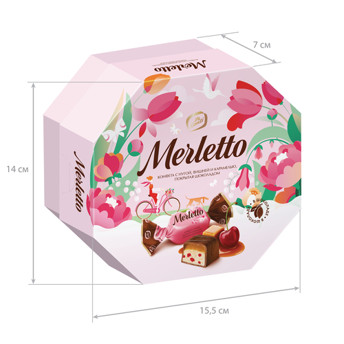 Конфеты MERLETTO Нуга вишня, карамель, 150г, фото