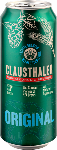 Пиво светлое безалкогольное CLAUSTHALER Original фильтрованное пастеризованное, не более 0,5%, ж/б, 0,5л, фото