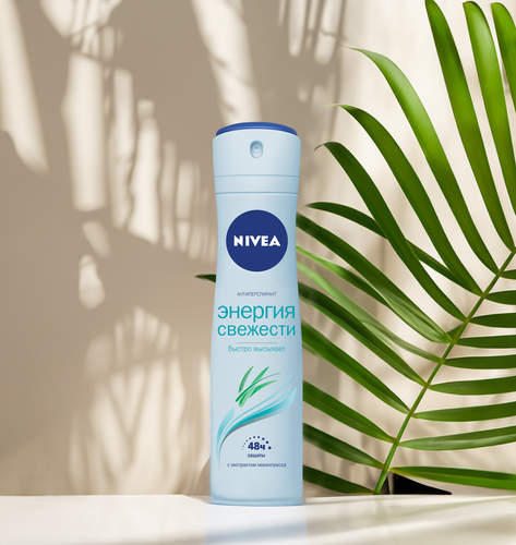 Дезодорант-антиперспирант спрей женский NIVEA Энергия свежести, 150мл, крупный план