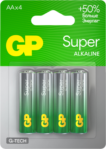 Батарейки алкалиновые GP Super Alkaline АА, 4шт, фото