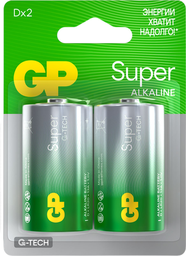 Батарейки алкалиновые GP Super Alkaline D LR20/13A, 2шт, фотография