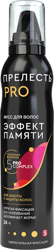 Мусс для укладки волос ПРЕЛЕСТЬ Professional Эффект памяти, 160мл, крупный план