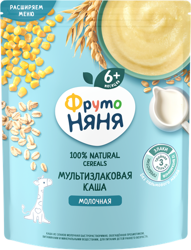 Каша мультизлаковая ФРУТОНЯНЯ молочная, с 6 месяцев, 200г, картинка