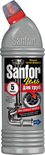 Средство для удаления сильных засоров в трубах SANFOR 5 минут, 1кг, детальное фото