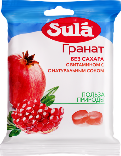 Карамель леденцовая SULA Гранат, без сахара, 60г, картинка