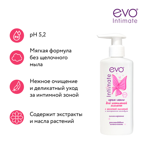 Жидкое крем-мыло для интимной гигиены EVO, 200мл, детальное фото