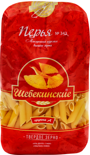 Макароны ШЕБЕКИНСКИЕ Перья №343 группа А, 450г, картинка