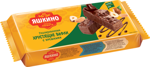 Вафли ЯШКИНО Глазированные с орешками, 200г, фото