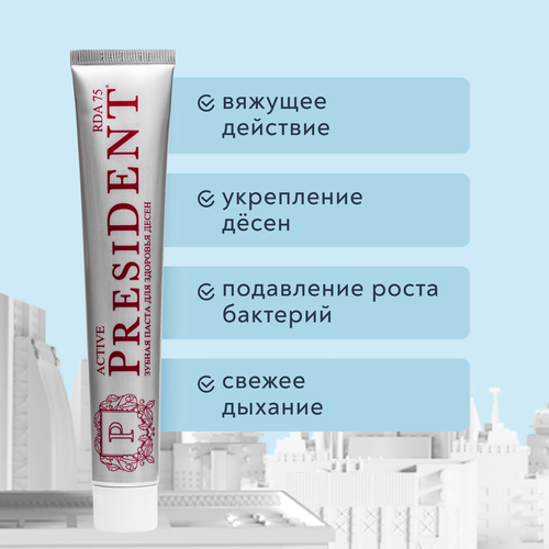 Зубная паста PRESIDENT Active, 75мл, фото