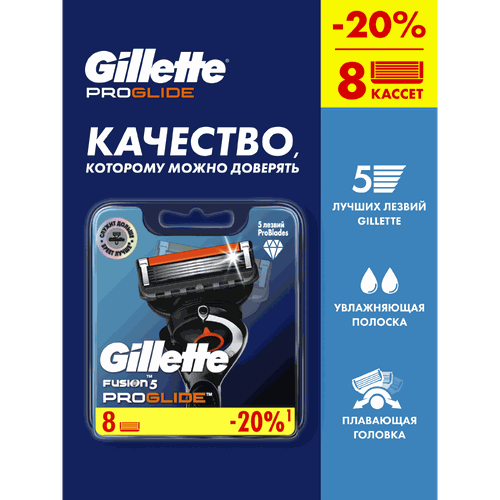 Кассеты сменные для бритья GILLETTE Fusion5 ProGlide, 8шт, картинка
