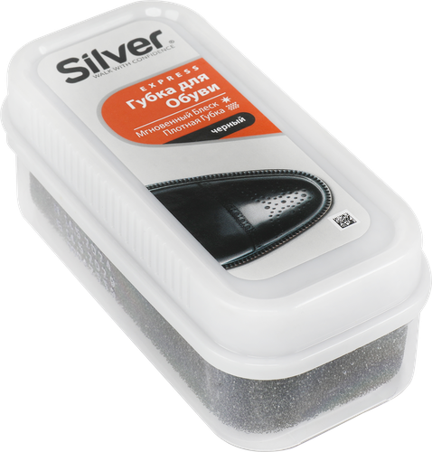 Губка для обуви SILVER Придающая блеск черная, 25г, вид