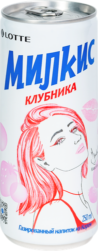 Напиток LOTTE Милкис Strawberry газированный, 0.25л, вид