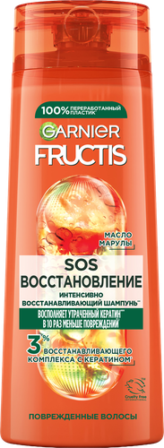 Шампунь для секущихся и очень поврежденных волос FRUCTIS Sos Восстановление, 250мл, крупный план