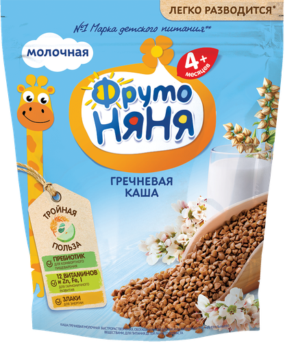 Каша гречневая ФРУТОНЯНЯ молочная, с 4 месяцев, 200г, картинка