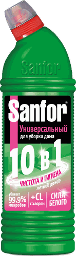 Средство для туалета, ванной и кухни SANFOR 10в1 Universal Летний Дождь, антимикробное с хлором, 1кг, картинка