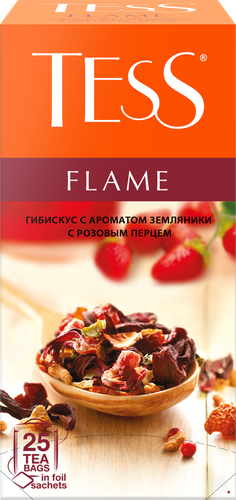 Напиток чайный TESS Flame Гибискус с ароматом земляники и розовым перцем, 25шт, фотография