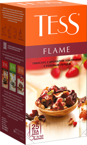 Напиток чайный TESS Flame Гибискус с ароматом земляники и розовым перцем, 25шт, картинка