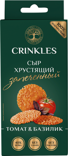 Сыр запеченный CRINKLES С томатом и базиликом, хрустящий, 18г, фото