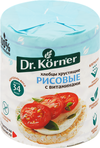 Хлебцы рисовые DR KORNER с витаминами, 100г, фото