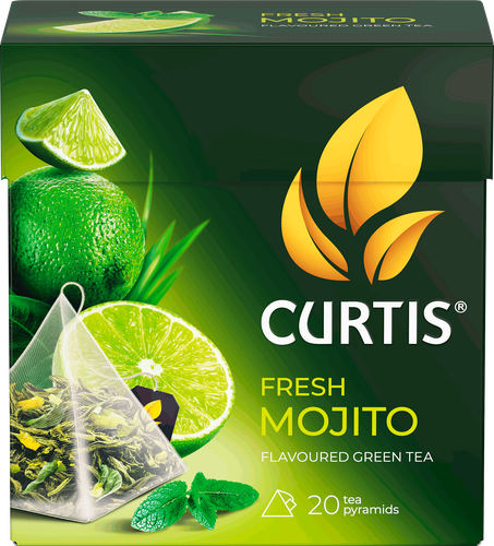Чай зеленый CURTIS Fresh Mojito, 20х1,7г, крупный план