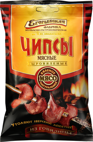 Чипсы мясные сыровяленые КФ ЕГОРЬЕВСКАЯ из говядины, 30г, изображение