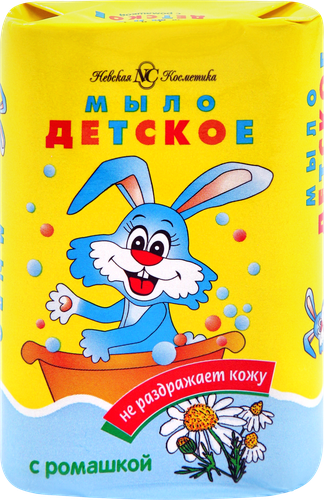 Мыло туалетное детское НЕВСКАЯ КОСМЕТИКА Детское с ромашкой, 90г, крупный план