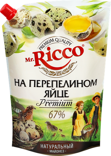 Майонез MR.RICCO Organic на перепелином яйце 67%, 800мл, фото