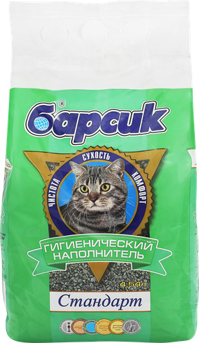 Наполнитель глиняный для кошачьего туалета БАРСИК Стандарт, впитывающий, 4.5л, вид