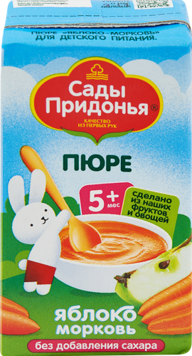 Пюре фруктово-овощное САДЫ ПРИДОНЬЯ Яблоко, морковь, с 5 месяцев, 125г, детальное фото