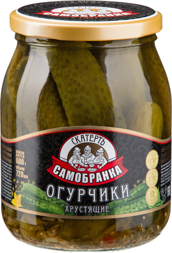Огурчики маринованные СКАТЕРТЬ-САМОБРАНКА Хрустящие, 720мл, фотография