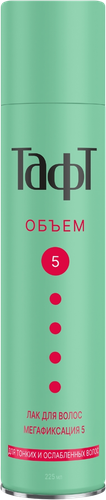 Лак для волос ТАФТ Объем, мегафиксация, 225мл, вид