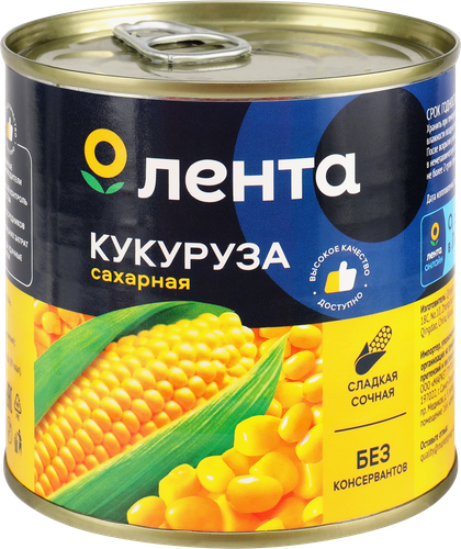 Кукуруза ЛЕНТА сахарная, 425мл, детальное фото