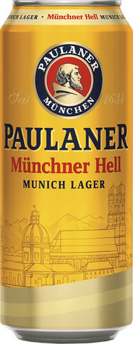 Пиво светлое PAULANER Munchner hell фильтрованное пастеризованное, 4,9%, ж/б, 0.5л, изображение