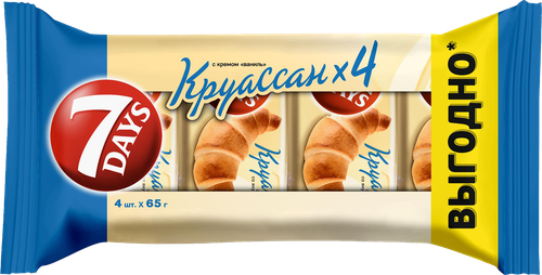 Круассаны 7DAYS 3+1 с кремом ваниль, 4х65г, изображение