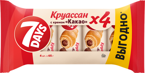 Круассаны 7DAYS 3+1 с кремом какао, 4х65г, фото