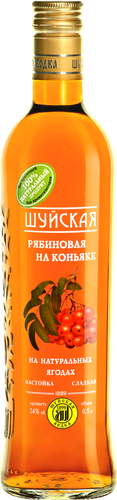 Настойка ШУЙСКИЕ НАСТОЙКИ Рябиновая на коньяке сладкая 24%, 0.5л