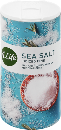 Соль морская 4 LIFE мелкая йодированная высший сорт помол №0, 500г, изображение