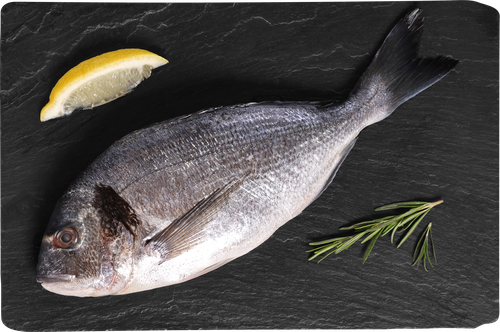 Дорадо непотрошеная с головой (из замороженного сырья) 300–600г ЛЕНТА FRESH, весовая, фото