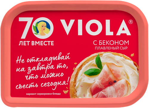 Сыр плавленый VIOLA с беконом 50%, без змж, 400г, изображение