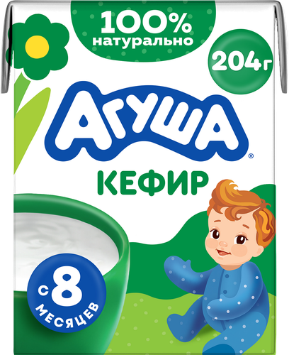 Кефир детский АГУША Первая ложка 3,2%, с 8 месяцев, без змж, 204г, фотография