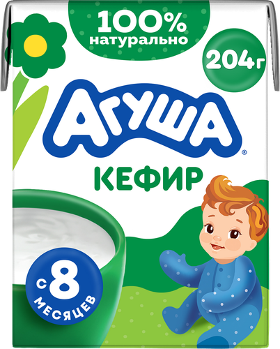 Кефир детский АГУША Первая ложка 3,2%, с 8 месяцев, без змж, 204г, детальное фото