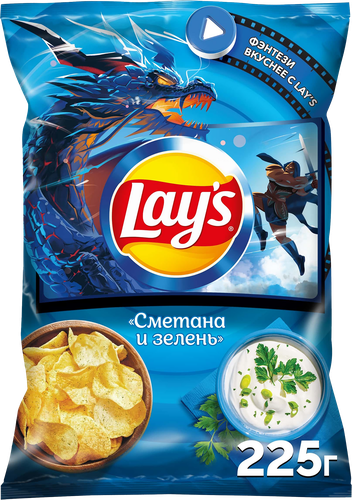 Чипсы картофельные LAY'S Сметана и зелень, 225г, детальное фото