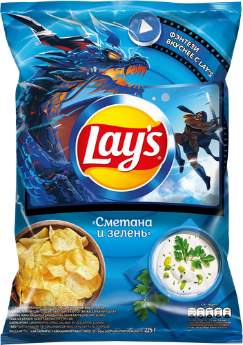 Чипсы картофельные LAY'S Сметана и зелень, 225г, картинка