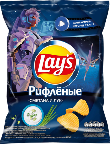 Чипсы картофельные LAY'S Сметана и лук, 225г, изображение