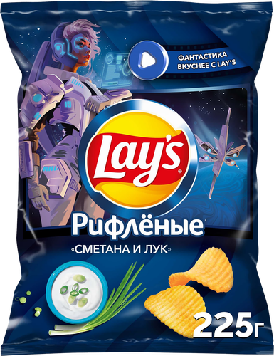 Чипсы картофельные LAY'S Сметана и лук, 225г, изображение